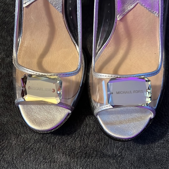 Michael Kors Clear Cinderella-Style Signature Peep Toe Pumps - Picture 6 of 8